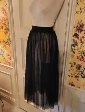 Black Sheer Tulle Maxi Skirt - Women